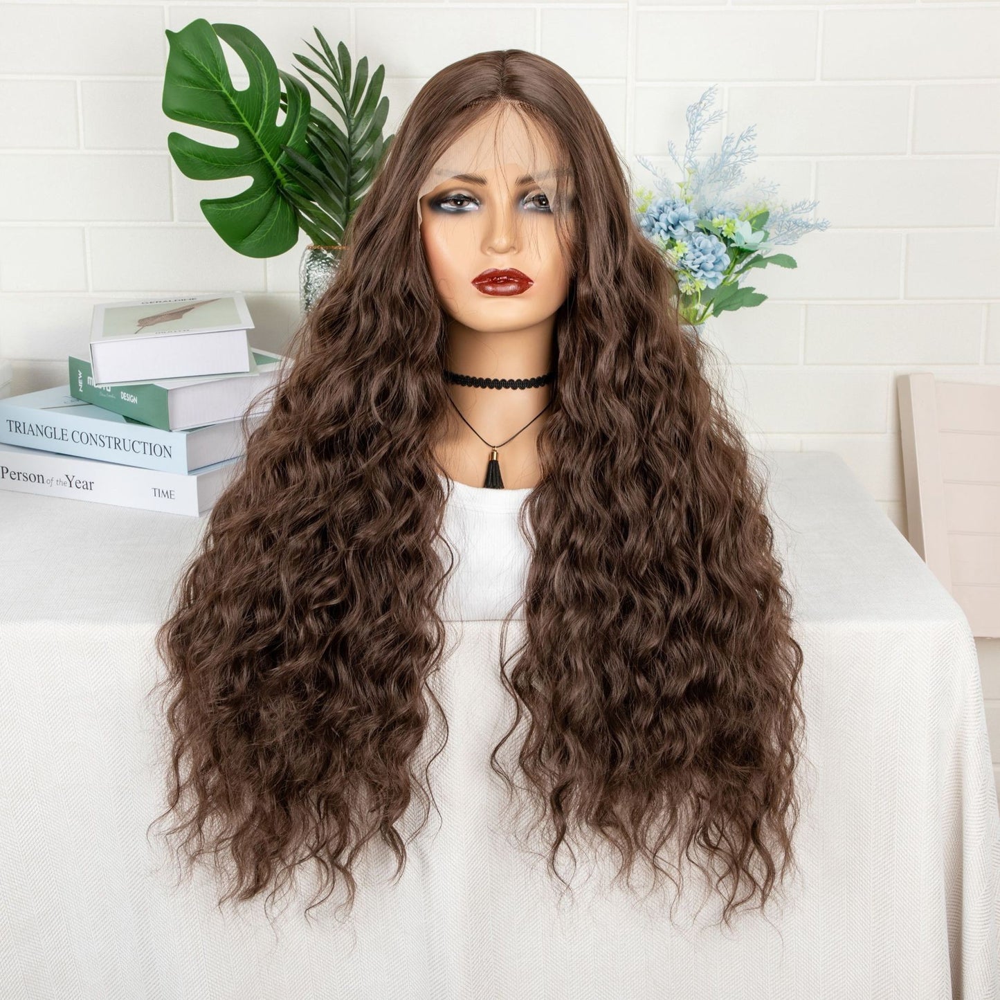 Front Lace Red Curly Hair Big Wave Fluffy Wig Long Curls