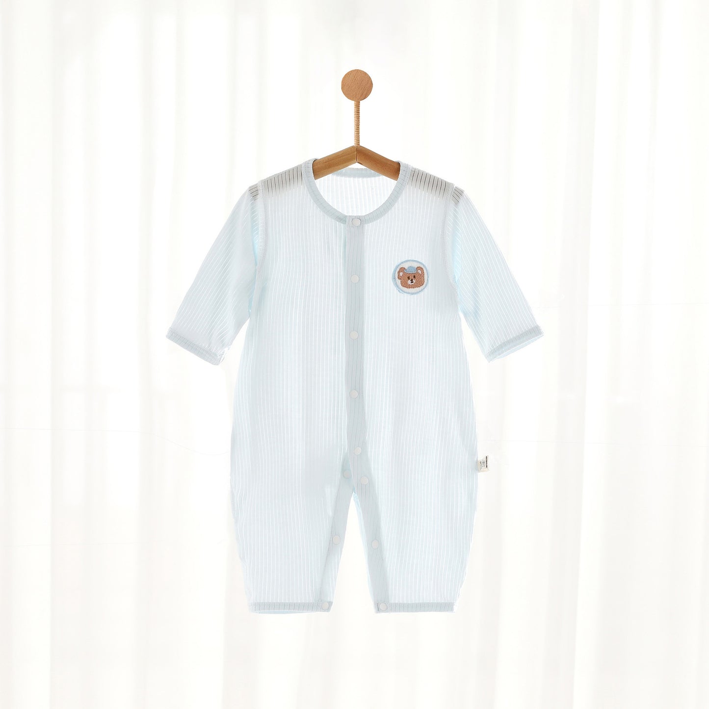 For Babies Summer Thin Air Conditioning Room Boys Long-sleeved Modal Jumpsuit, Climbing Suit