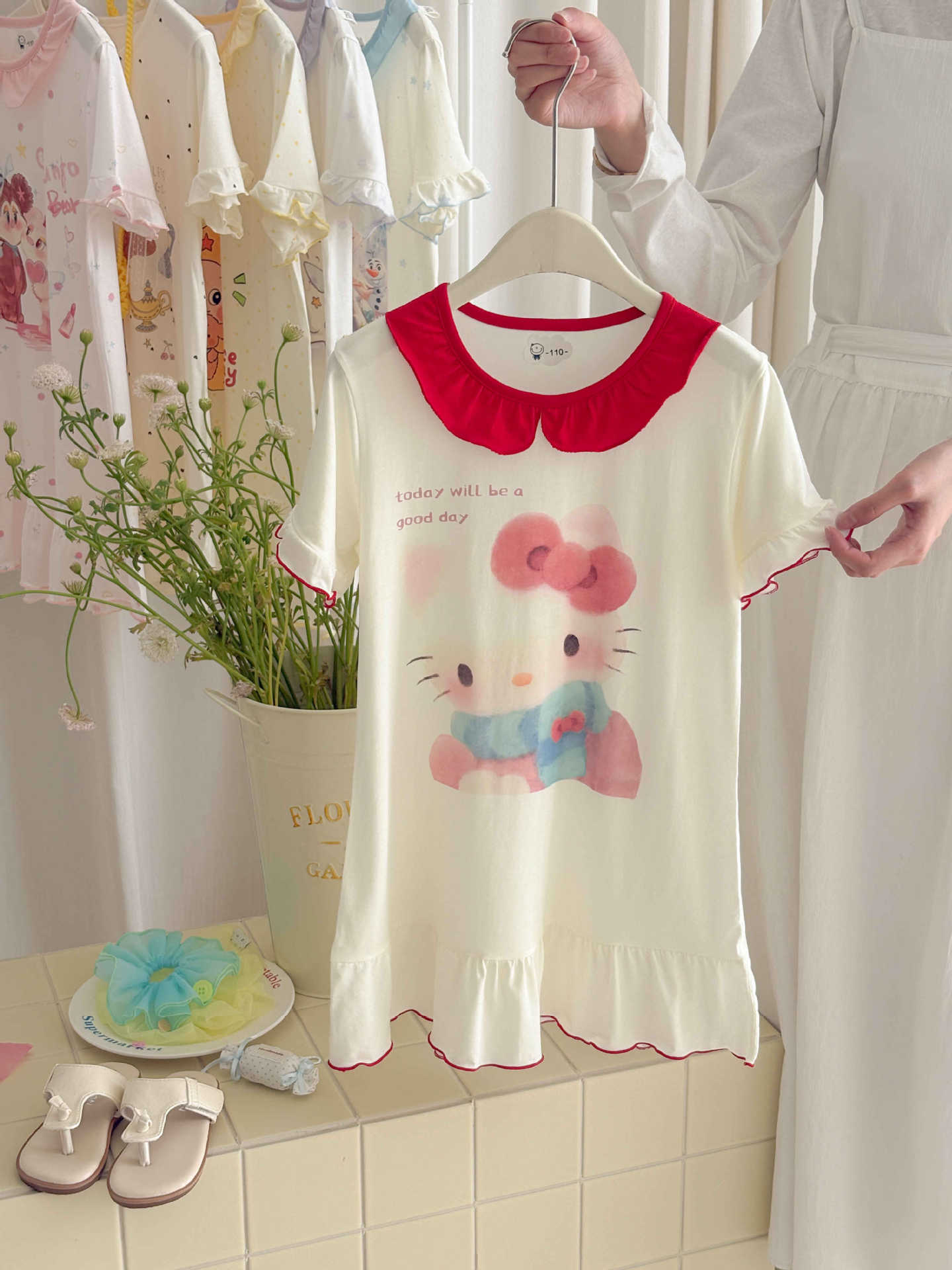 Summer Floral Nightdress Lotus Leaf Skirt Children's Dress