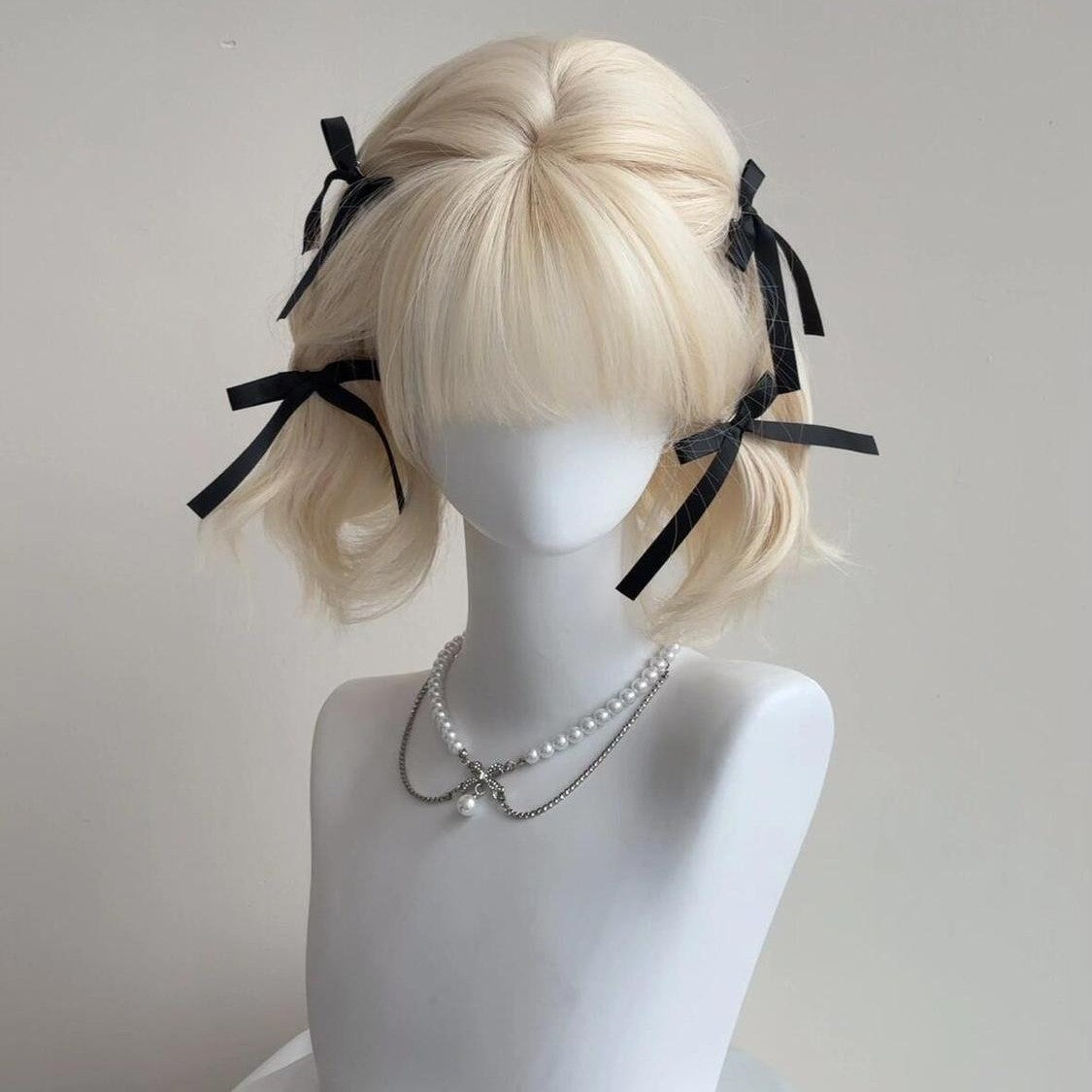 Female Milk Platinum White Natural Full Wig Short Curly Hair