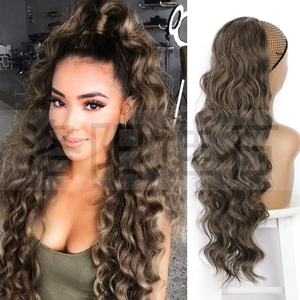 Women's Fiber Drawstring Hair Extension Big Wave Chemical Wig Ponytail