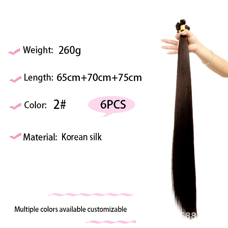 Hair Weft Set Korean Silk Chemical Fiber Long Straight Wig