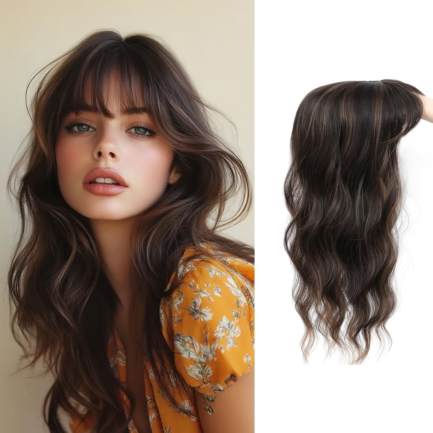 Need To Wear Hair Black Gold Gradient Female Straight Top Wig Long Curls