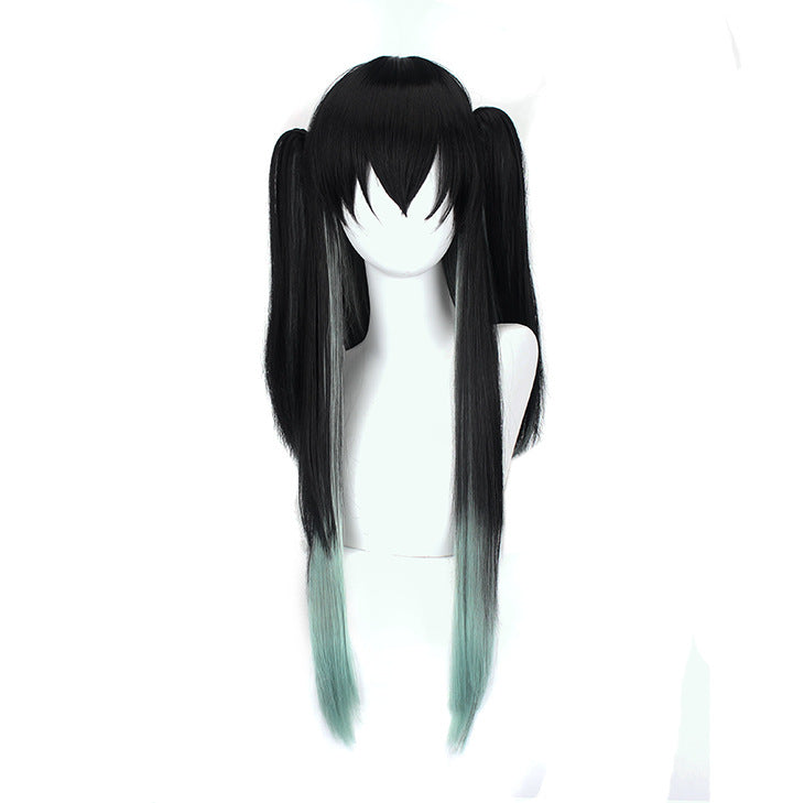 Black Gradient Color Matching Mixed Blue Green Cos Wig
