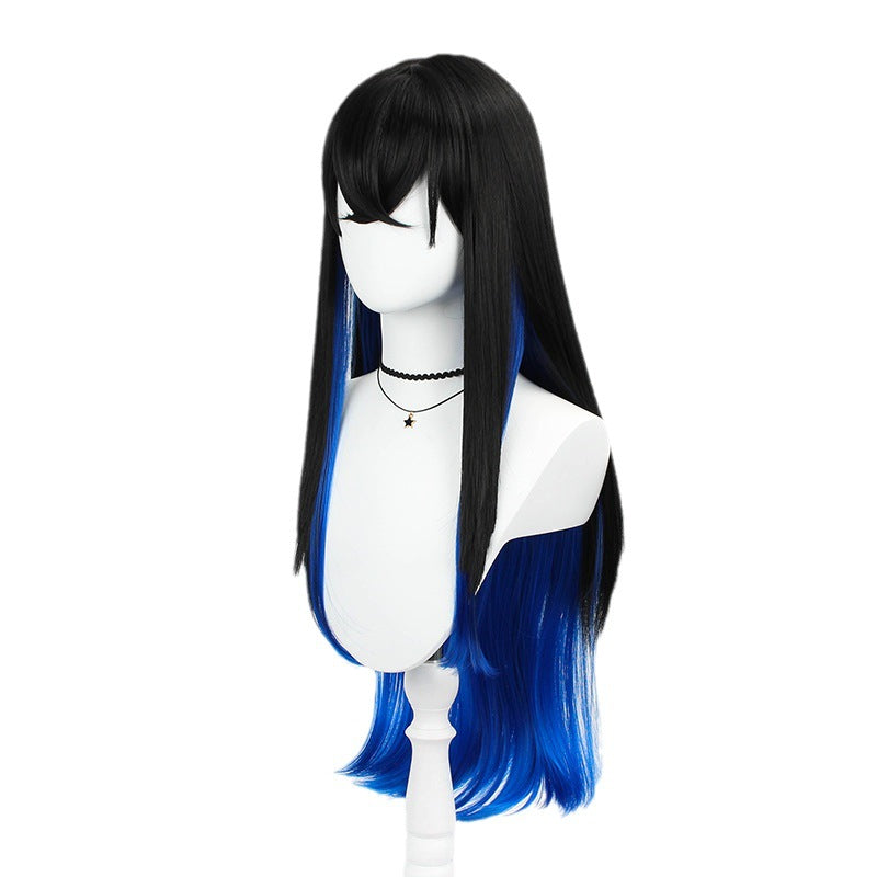 No Mouth Assisted Turn Pig Gradient Sapphire Cos Wig
