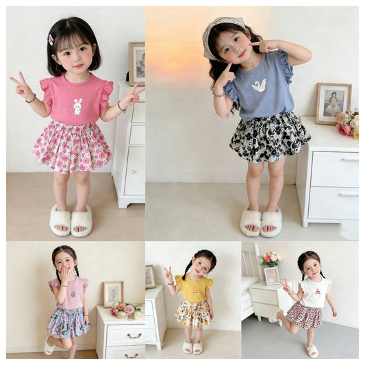 Western Style Cute Short Sleeve T-shirt Children's Suit
