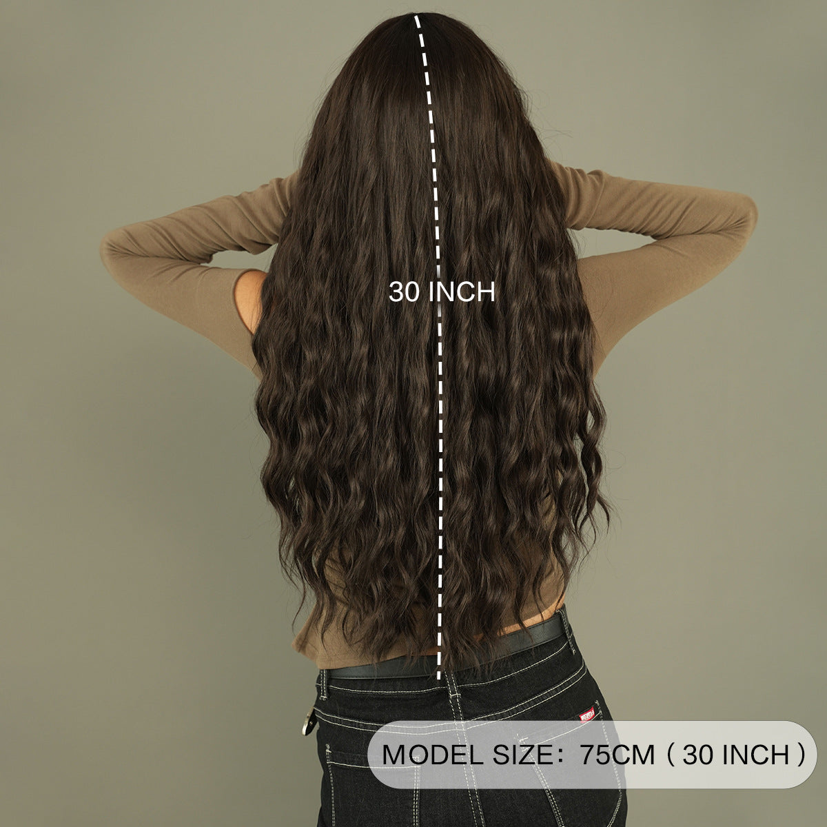 Black Hair Body Wave Curly Middle Part Natural Chemical Wig Long Curls