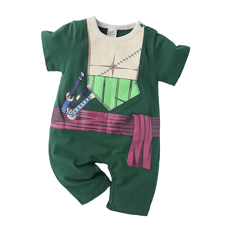 Summer Cartoon Anime Boy Short Sleeve Jumpsuit, Climbing Suit