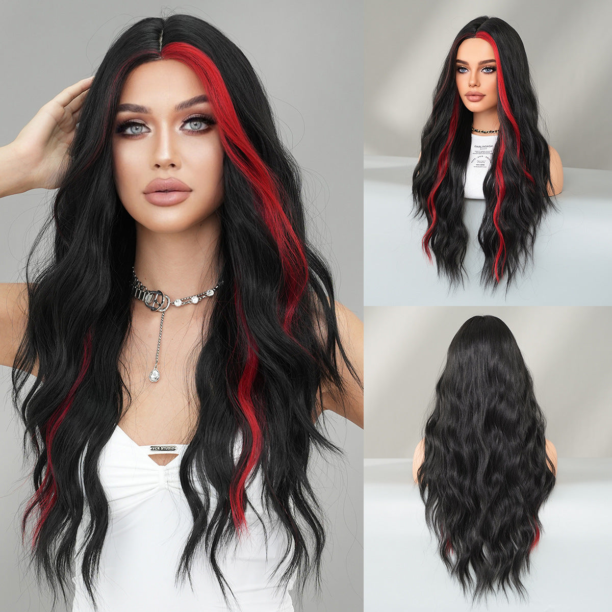 Women's Fashion Mid-point Dyed Curly Hair Sheath Big Wig Long Curls
