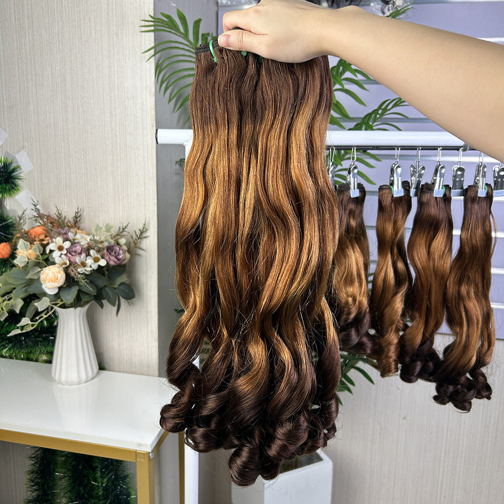 Beautiful Front Lace Weft Headgear Human Real Hair Wig