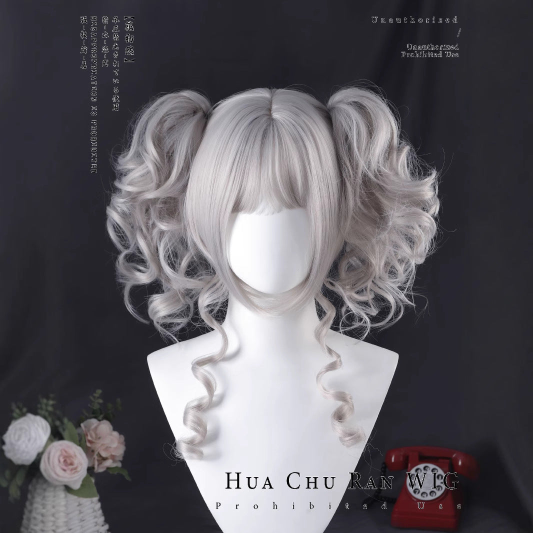 Female Super Fluffy Double Ponytail Ji Wig Short Curly Hair