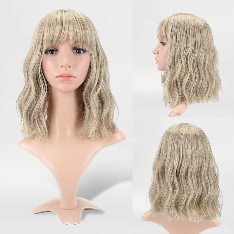 Halloween Bangs Color Short Curly Hair Long Straight Wig