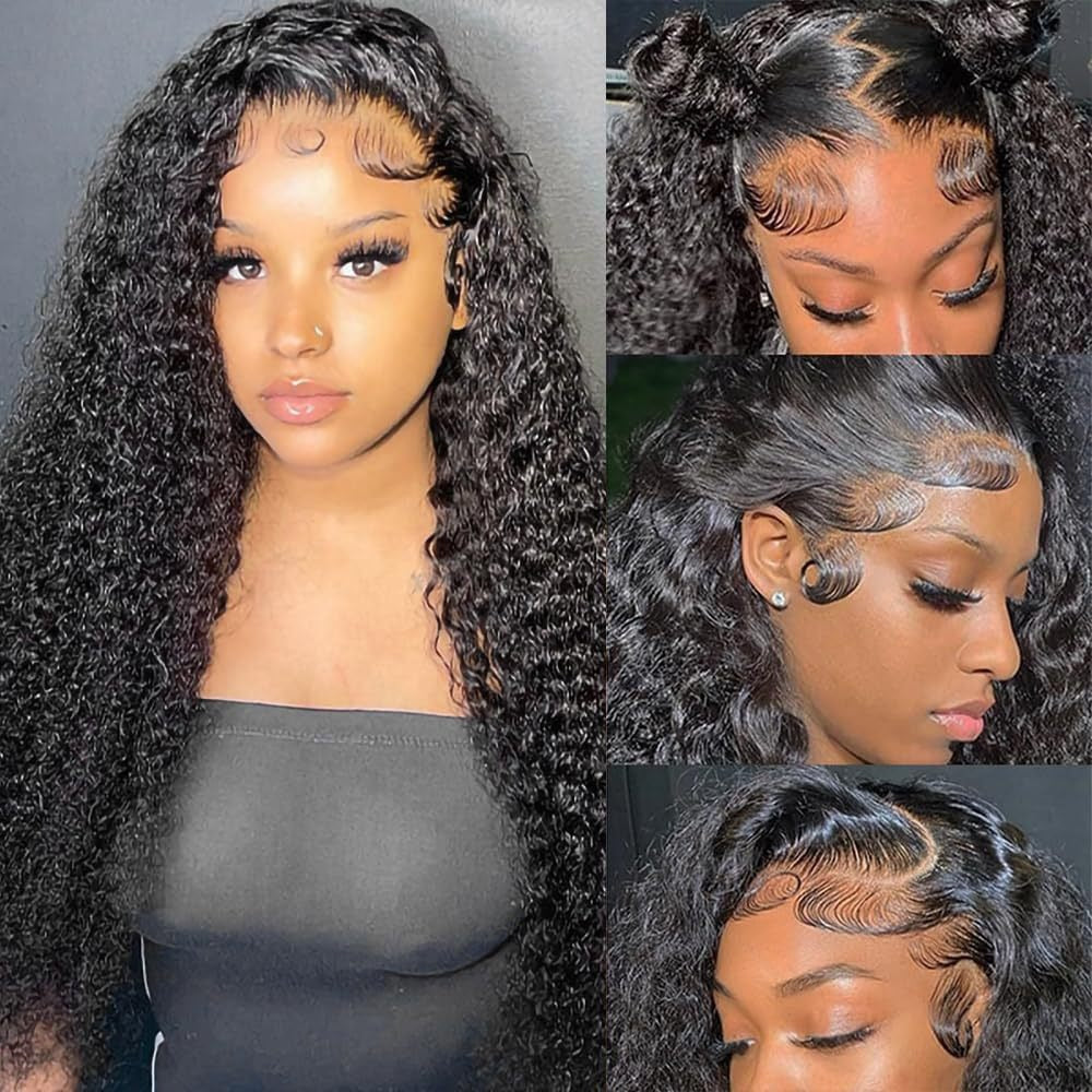 Women's African Small Curly Hair Half Hand-woven Front Lace Synthetic Wig Long Curls