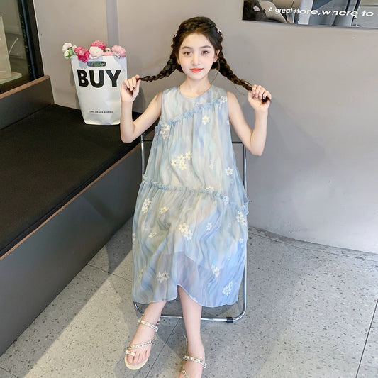 Summer Fashionable Medium Large Chiffon Vest Children's Dress