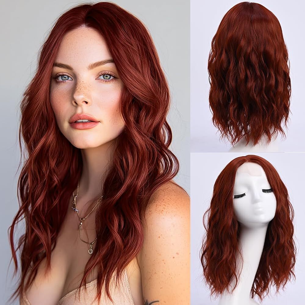 Medium Gradient Golden Curly Hair Female Big Wave Wig Long Curls