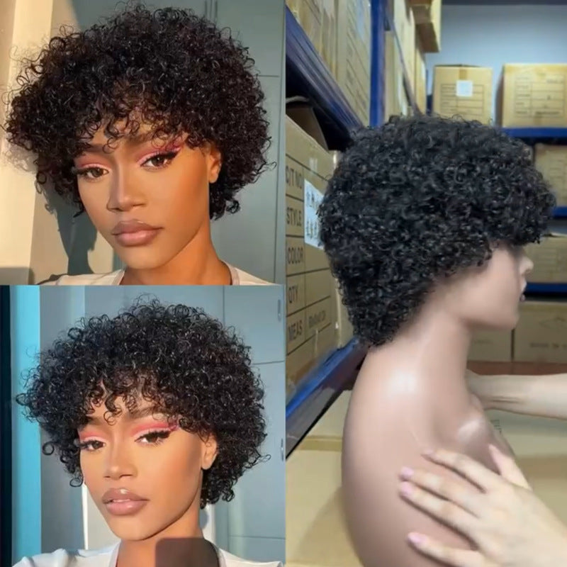 Graceful Innovative Creative Popular Human Afro Wig Short Curly Hair