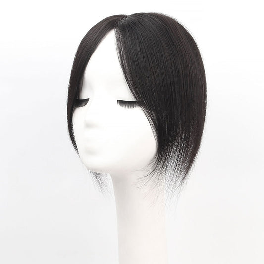 Real Woman Hair Lightweight Breathable Hand-woven Supplementing Piece White Covering Wig