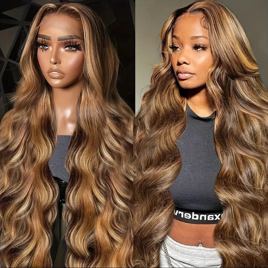 Front Lace Big Wave Curly Hair Highlight Female Fashion Piano Wig Long Curls