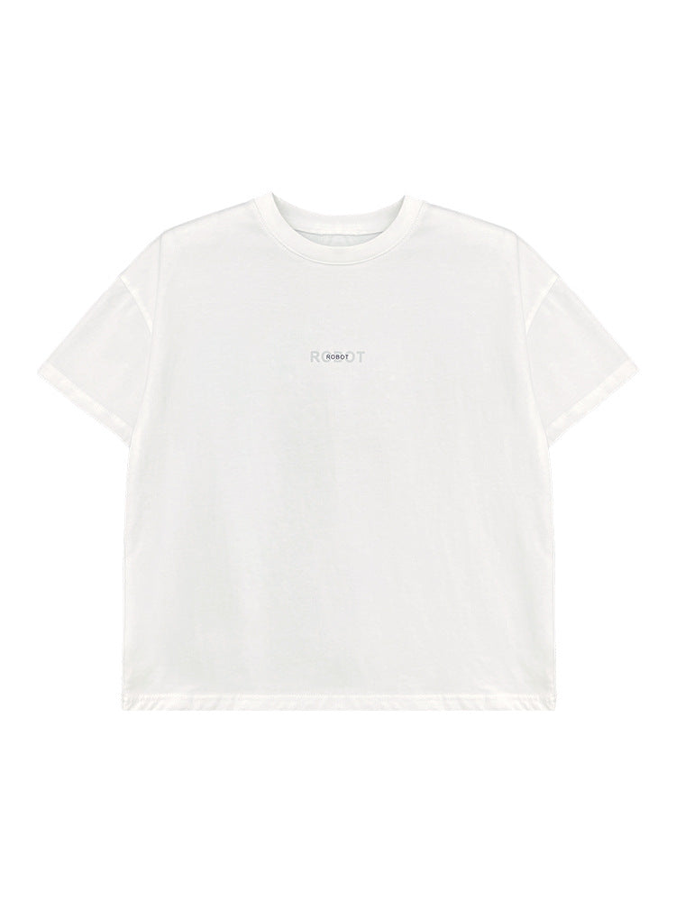 Children's Top Cartoon Diamond Printed Round Neck Pullover Casual Loose Short Children's T-shirt