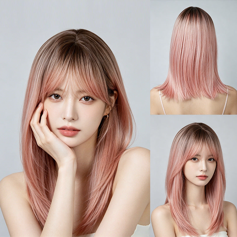 Daily Female Korean Style Goddess Versatile Head Dyed Long Straight Wig