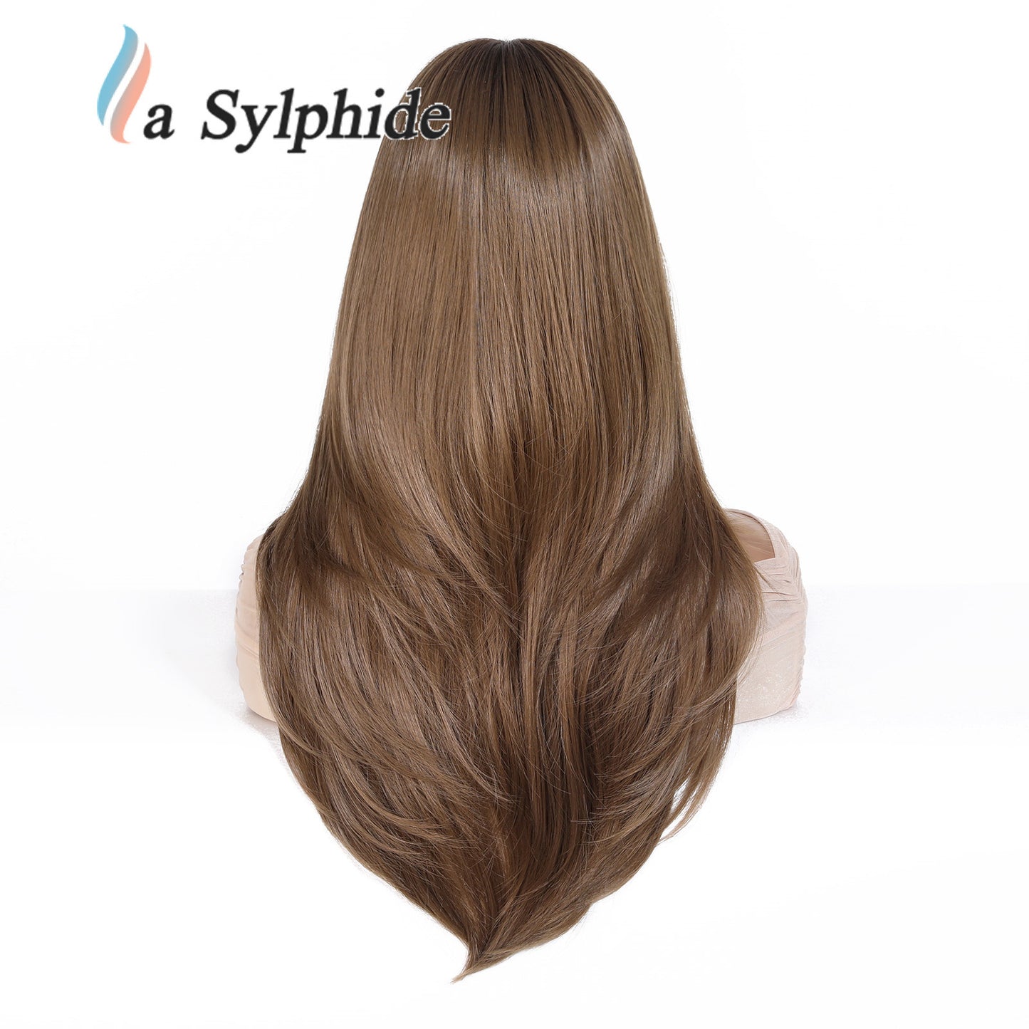Bangs Summer Level Red Hair Rose Net Long Straight Wig