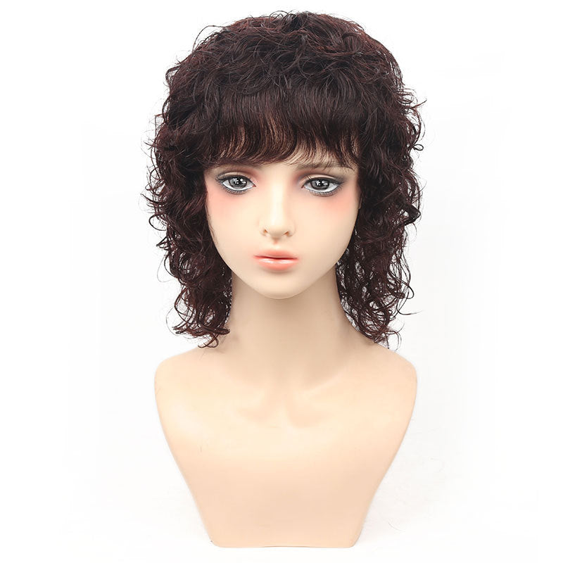 Small Curls Female Sheath Mother's Daily Natural Real Hair Wig