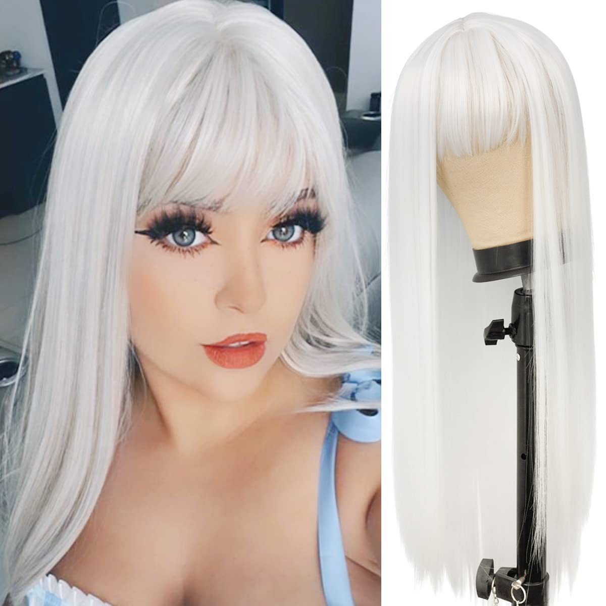 Women's Colorful Bangs Hair Chemical Fiber Long Straight Wig