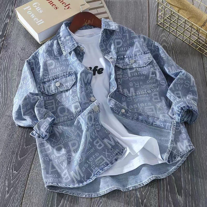 Children's Medium Large Shirts Loose Western Style Boys Spring Casual Fashionable Children's Shirt