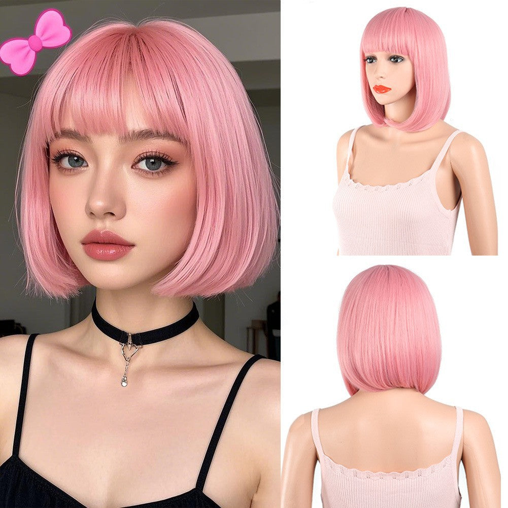 Curl Chemical Fiber Color Wave Cover Wig Short Straight Hair