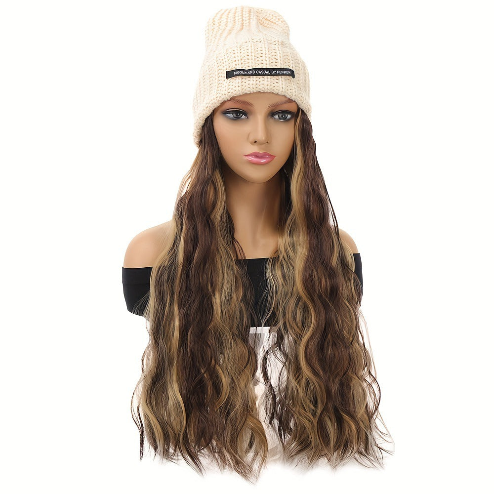 One Female Hair Fashion Casual Knitted Wig Long Curls