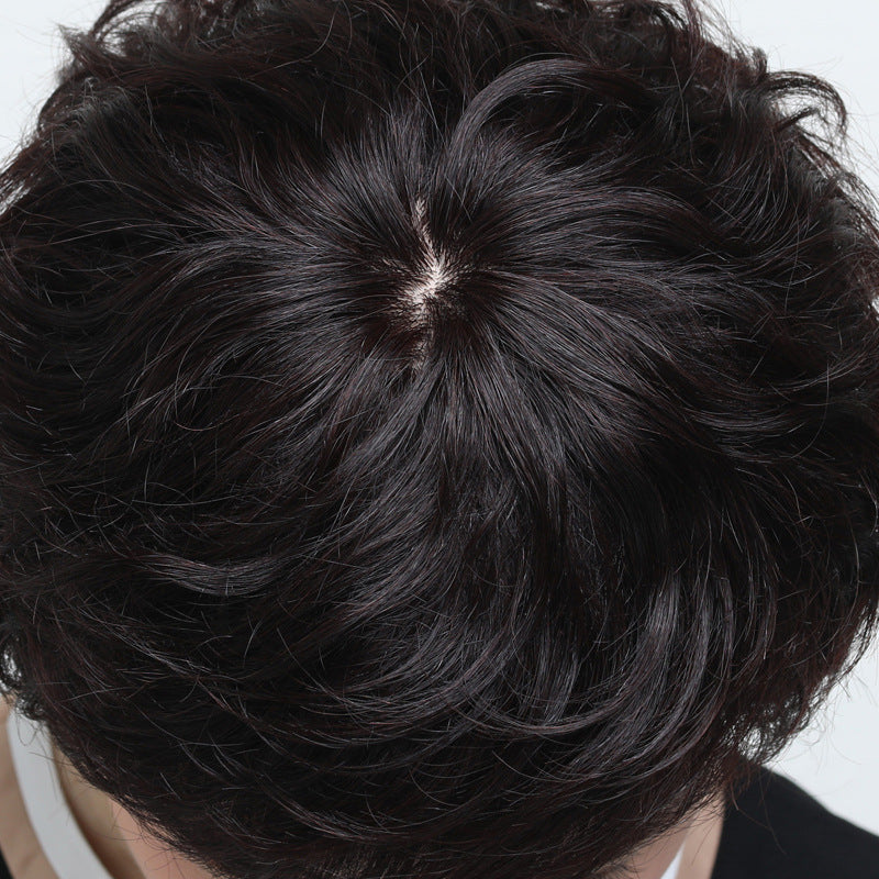 Mom Fashion Full Human Head Cover Natural Real Hair Wig