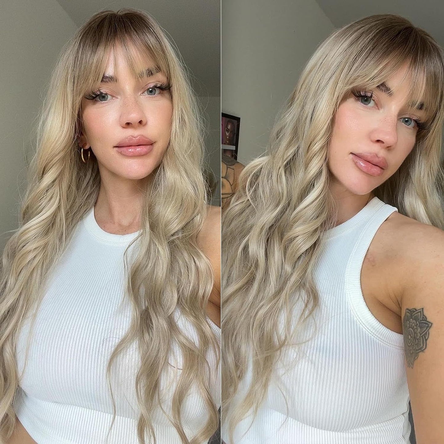 Women's Fashion Synthetic Wigs Brown Gradient Color Wig Long Curls