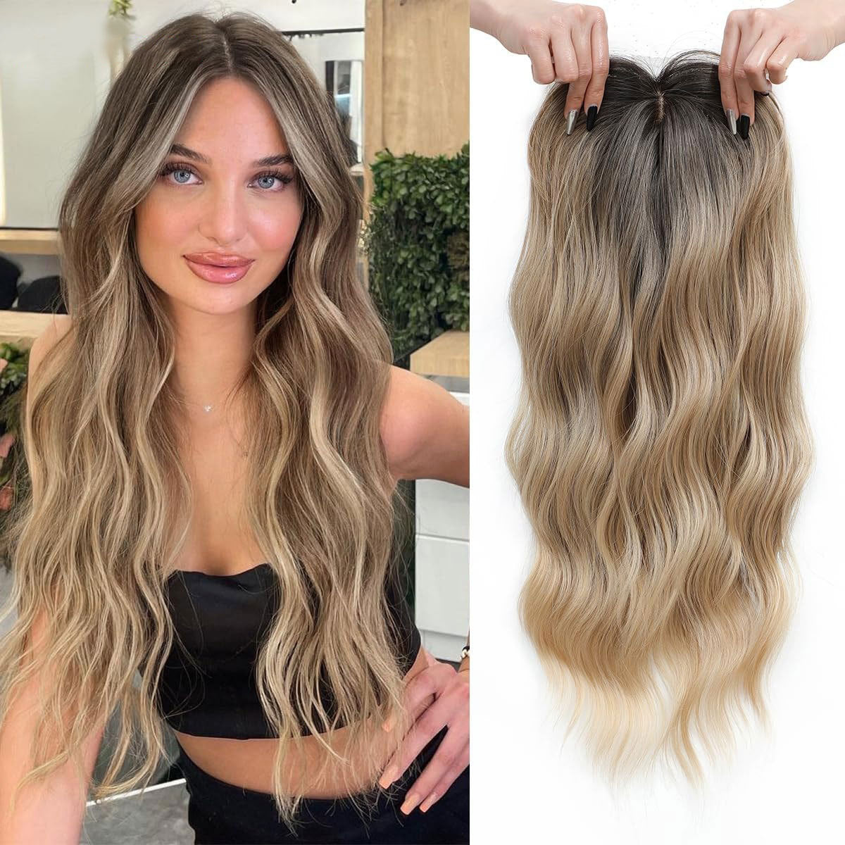 Women's Hand-woven Lace Hairpiece Big Wave Curly Chemical Fiber Wig Long Curls
