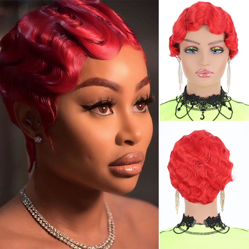 Women's Water Ripple Head Cover For Fiber Wig Short Curly Hair
