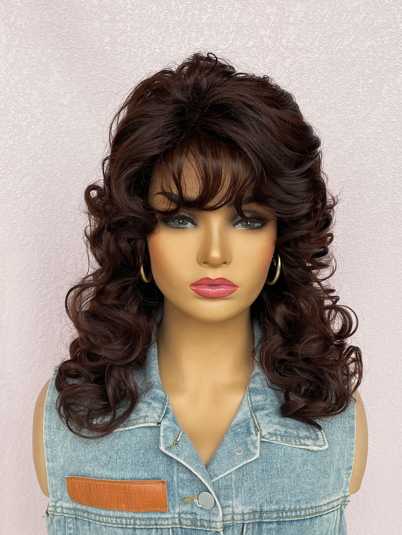 Brown Mid-length Curly Hair Band Bangs Wig Long Curls