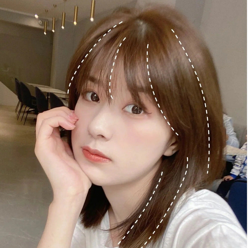 Women's Wigs Mid-length Air Bangs Collarbone Length Haircut Real Hair Wig