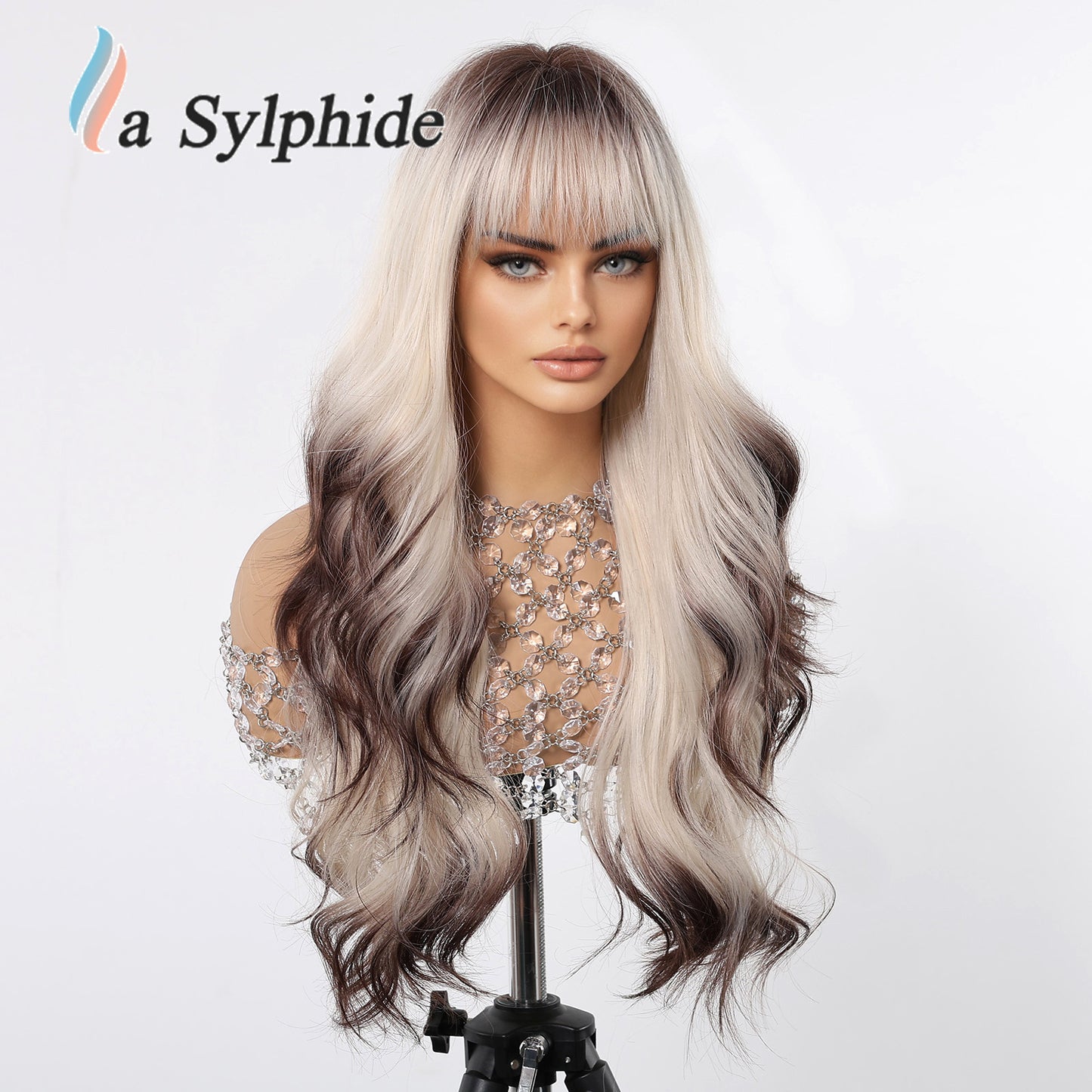 Gradient Black Brown Temperament Mechanism Music Festival Wig Long Curls