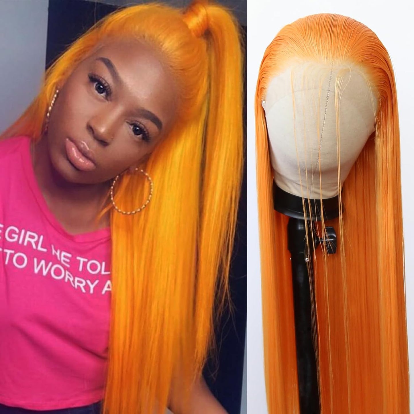 Women's Front Lace Natural Simulation Hair Chemical Long Straight Wig