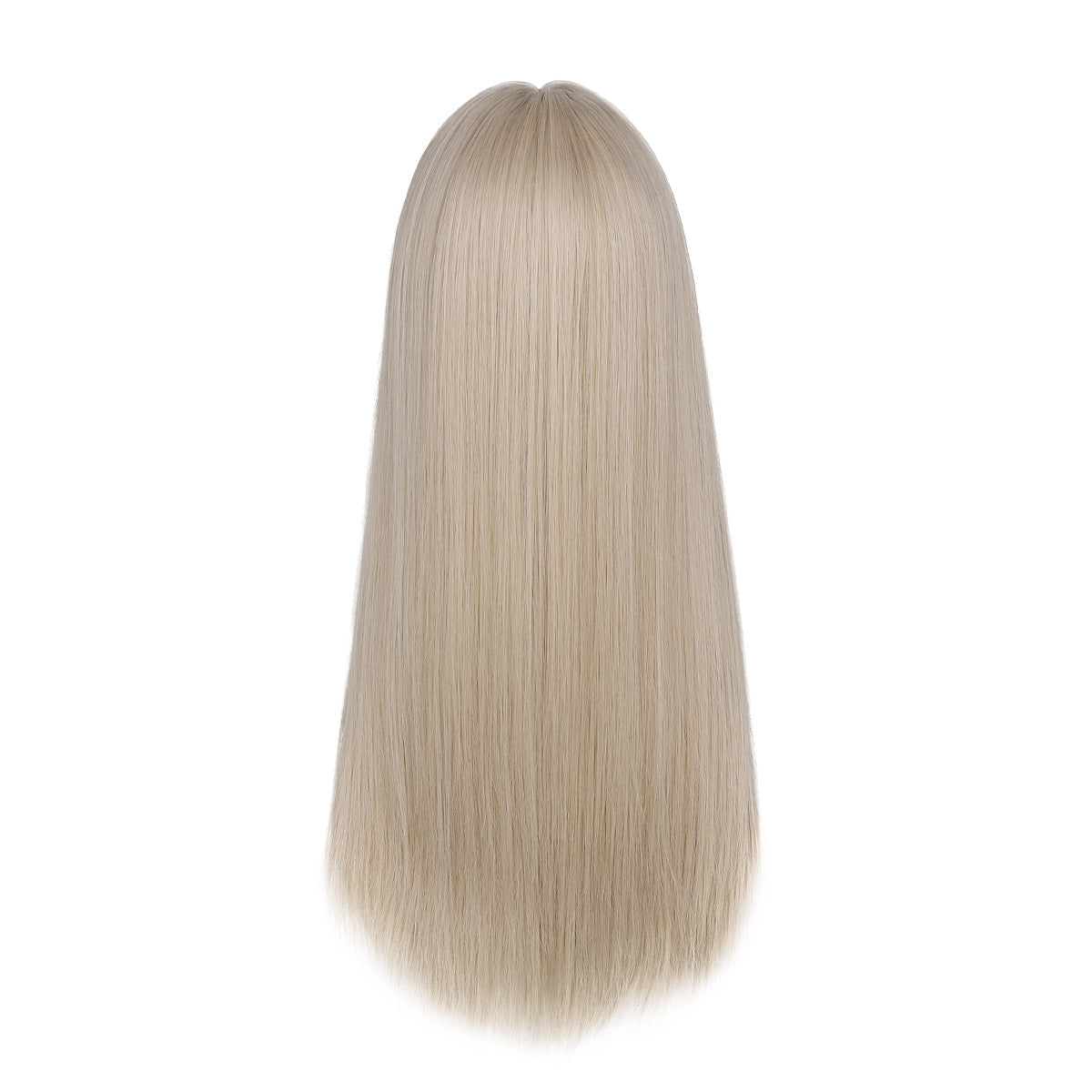 Women's Fashion Team Style White Gold Color Female Full Head Bangs Long Straight Wig