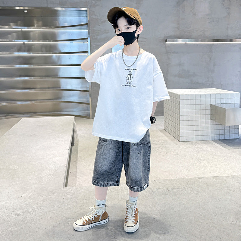 Children's Short-sleeved Clothing Summer Thin Loose Casual Top Children's Suit