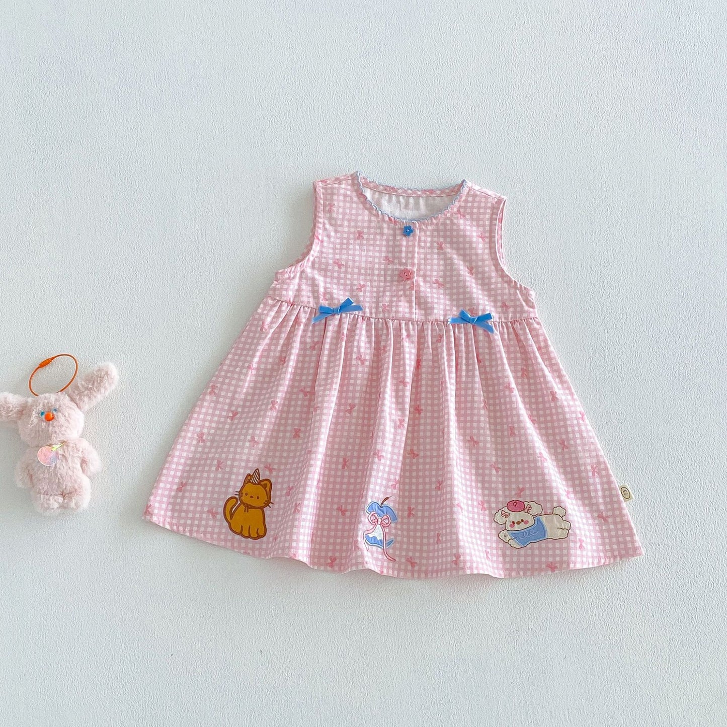 Children's Vest Summer Bow Dots Stripes Skirt Children's Dress