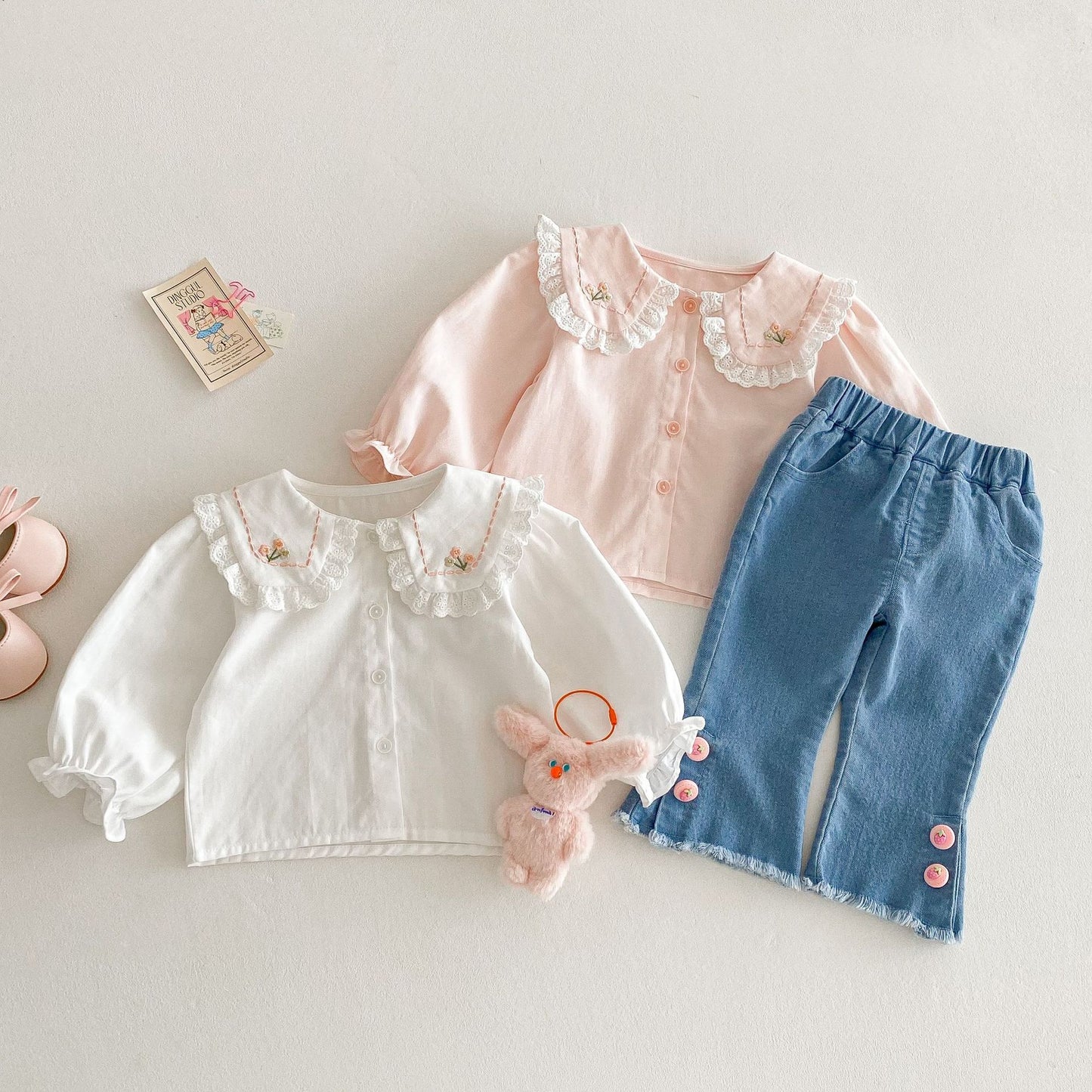 Children's Korean Style Small Left Right Lace Collar Fashionable Spring Children's Shirt