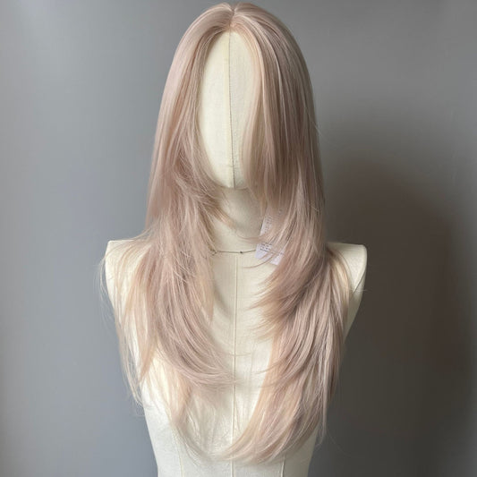 Women's Hair Layered Curly U-shaped Front Lace Long Straight Wig