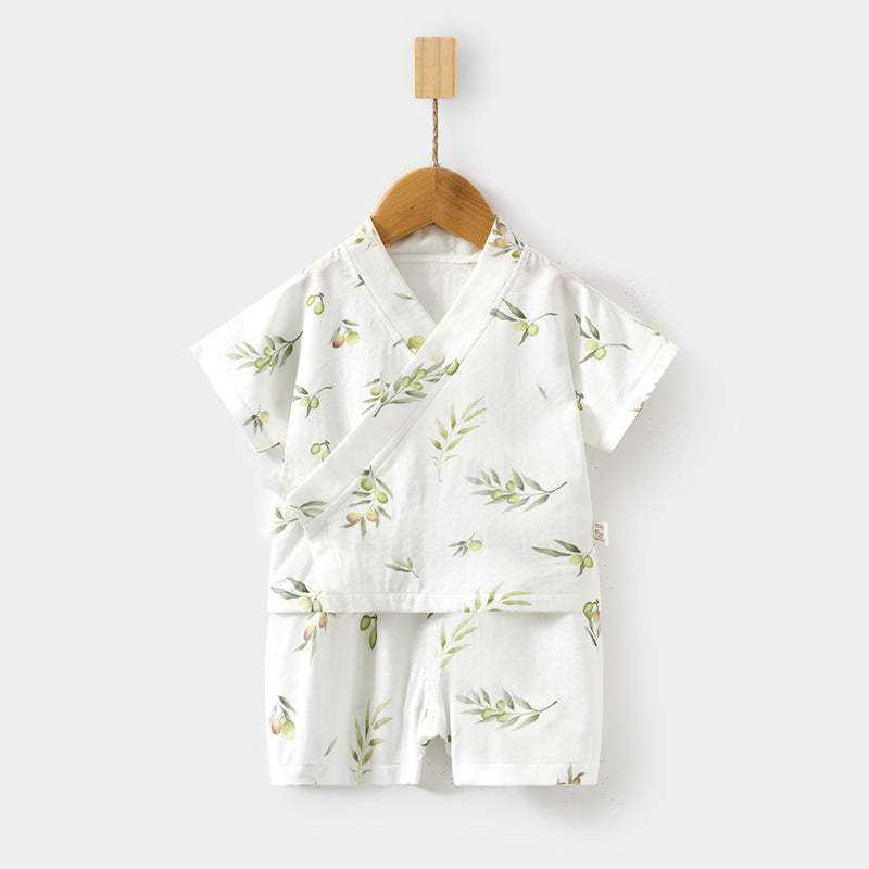 Sets Short Sleeve Shorts Bamboo Fiber Top Pants Summer Air Children's Suit