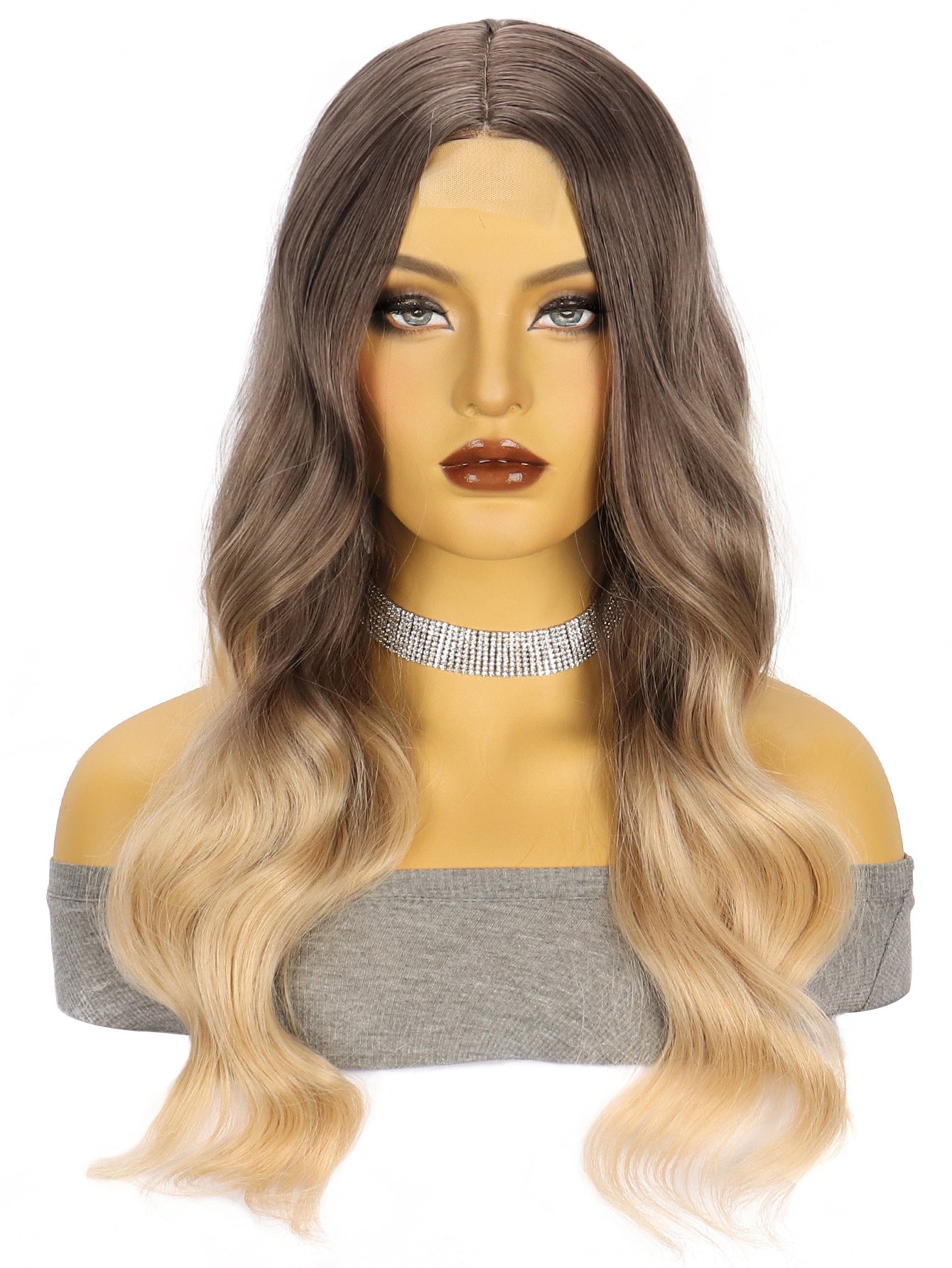 Women's Brown Straight Hair Big Wave Curly Chemical Fiber Front Wig Long Curls