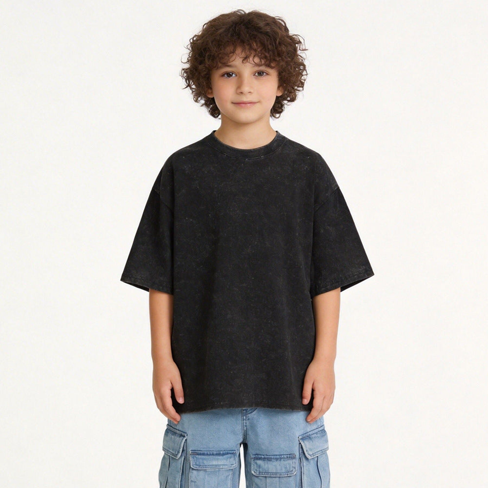 Children's Cotton Short-sleeved Summer Middle Big Fried Street Fashionable Children's T-shirt