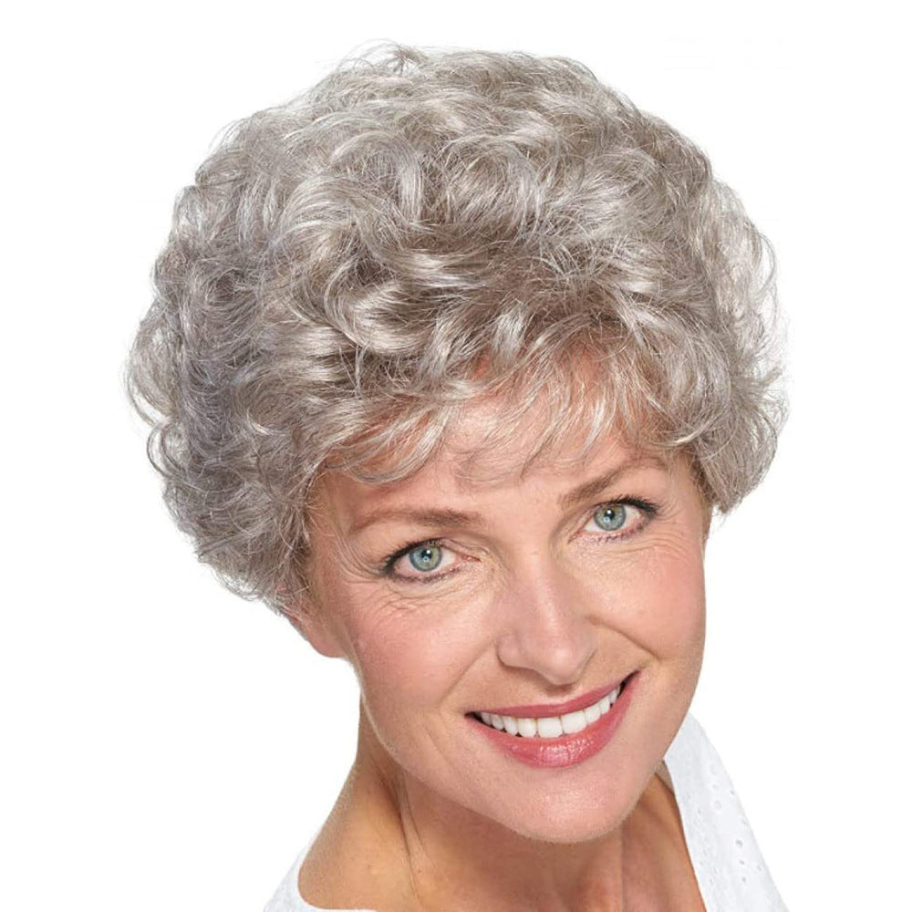 Beige Female Daily Style Rose Net Wig Short Curly Hair