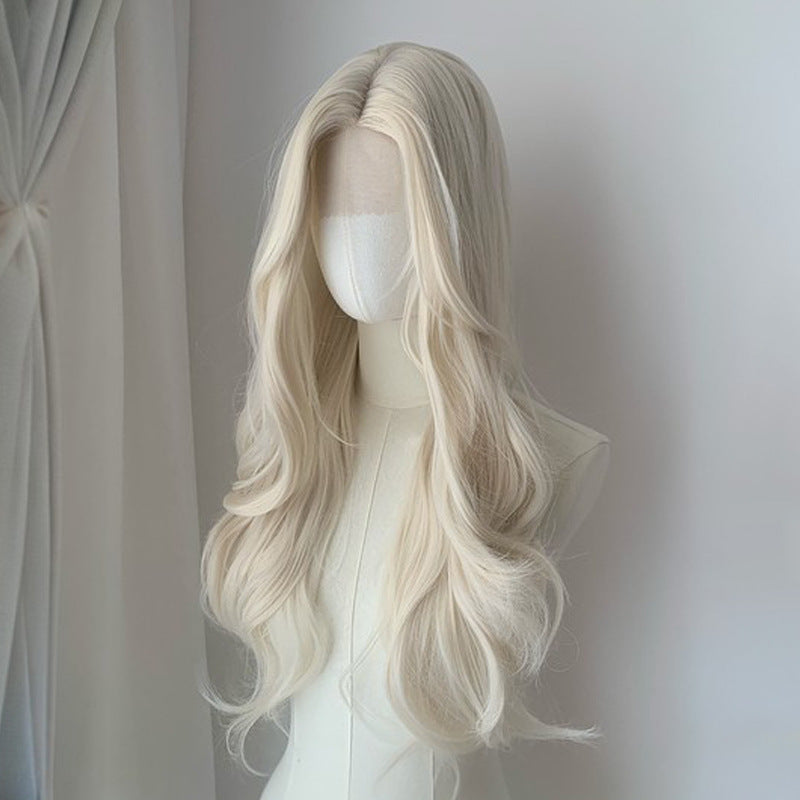 Women's Front Lace Straight Gradient Highlight Sewing Wig Long Curls