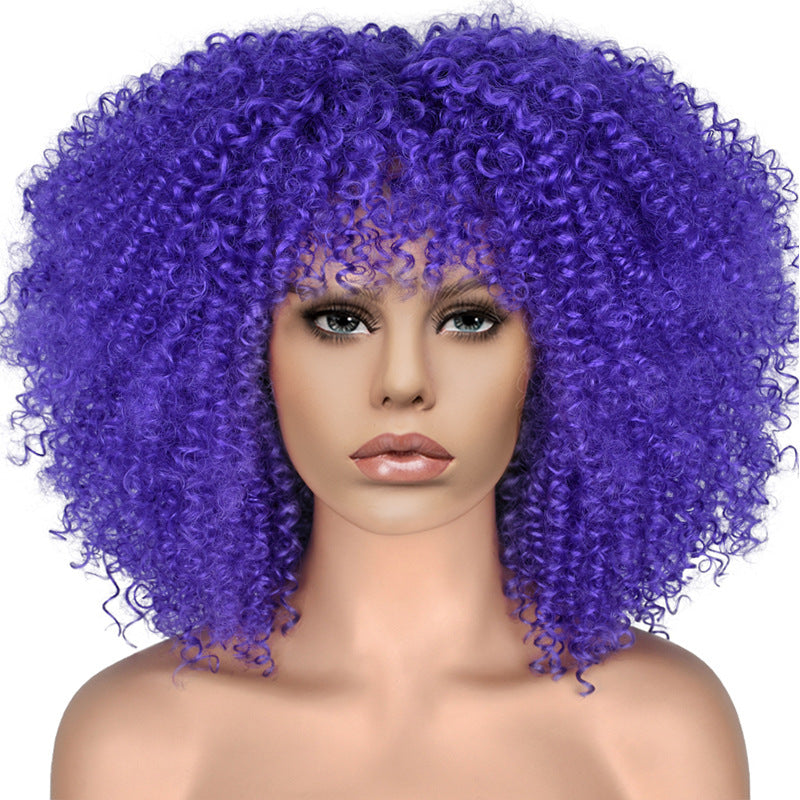 African Small Afro Rose Net Synthetic Wig Short Curly Hair