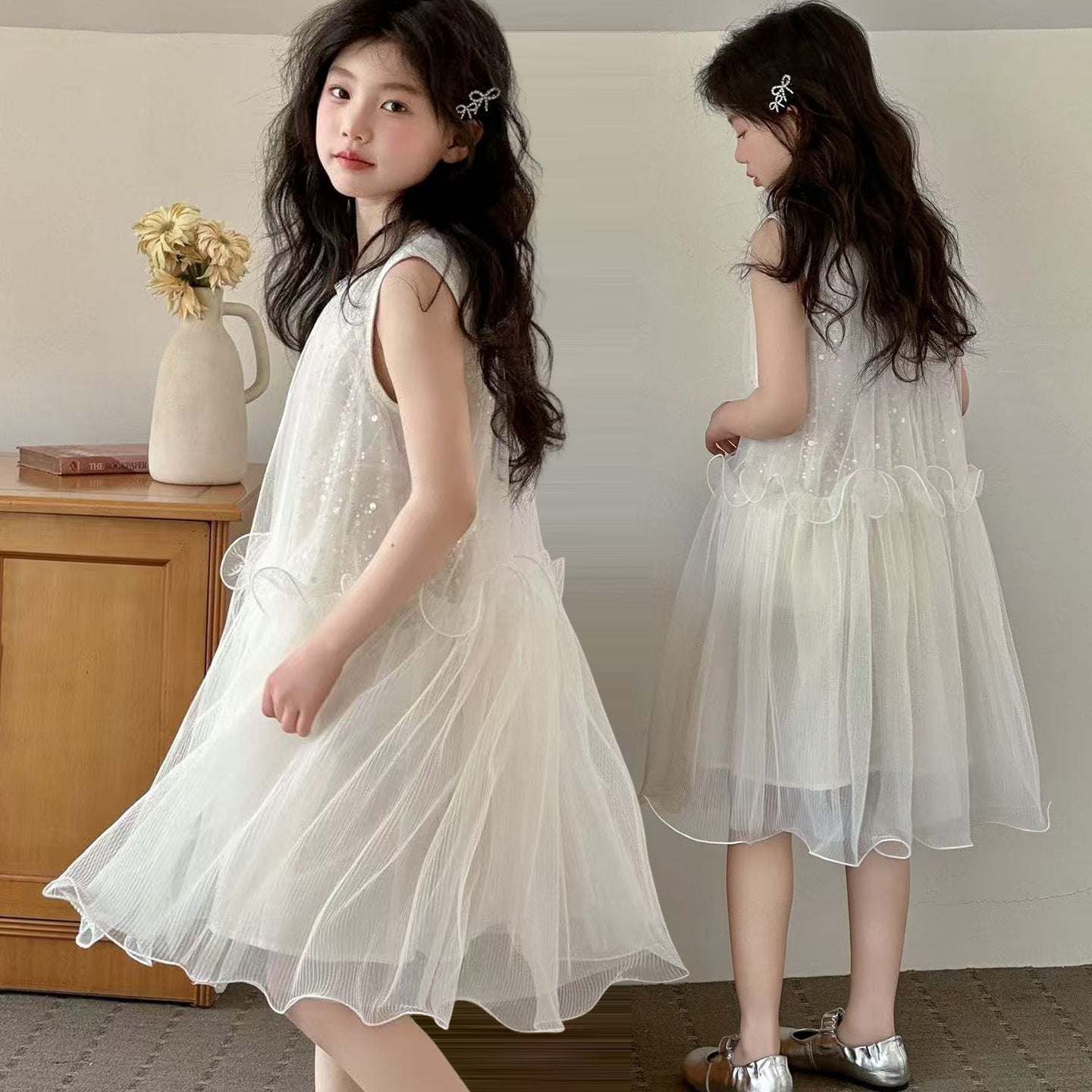 Children's Sequined Tulle Skirt Little Western Style Children's Dress